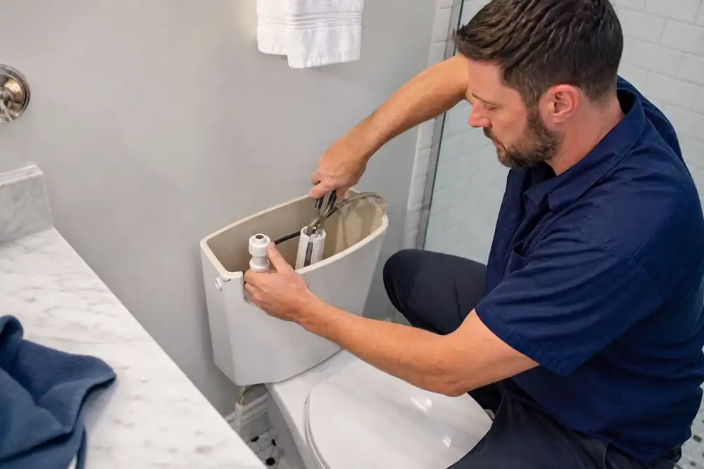 Technician checking pressure on a residential water heater in Marysville